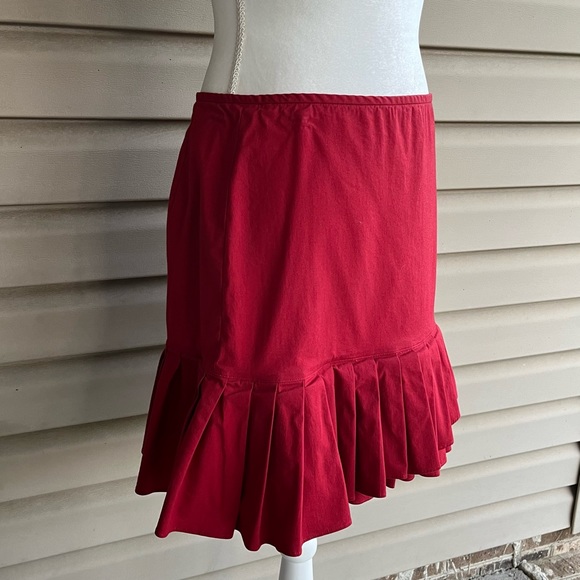 •LOFT• Woven Stretch Pleated Flounce Skirt -Size 6 - Picture 4 of 7